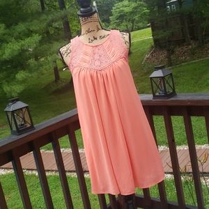 Coral boho babydoll dress